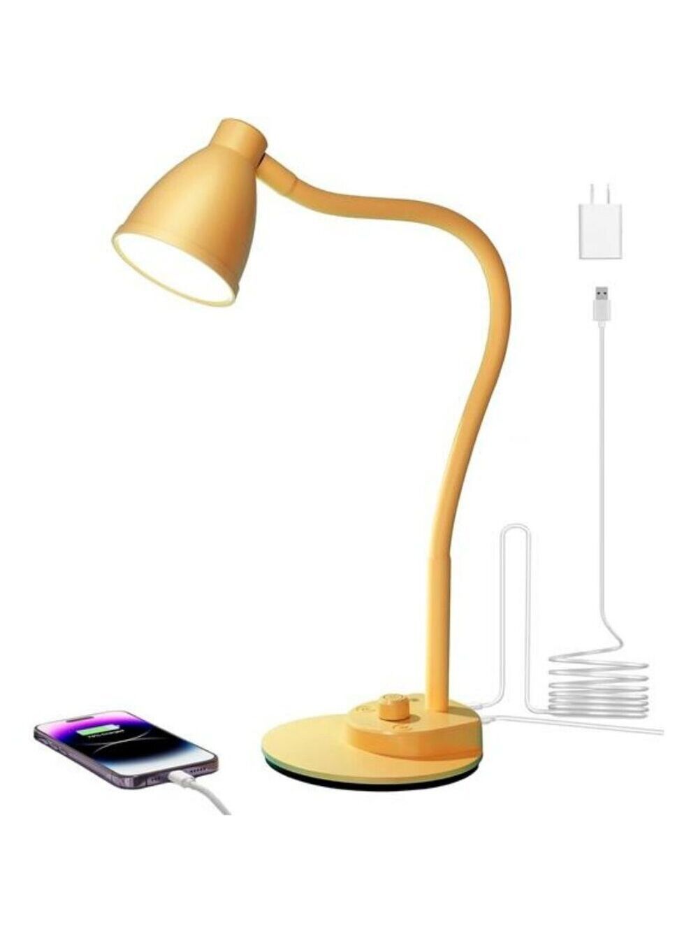 LED Desk Lamp with USB Auto Dimming Adjustable Gooseneck for Office Dorm